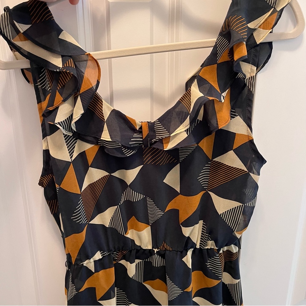 I Love H81 mini dress flowy navy orange geometric by Hollister